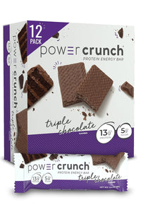 Power Crunch Protein Wafer Bars, High Protein Snacks with Delicious Taste, Triple Chocolate